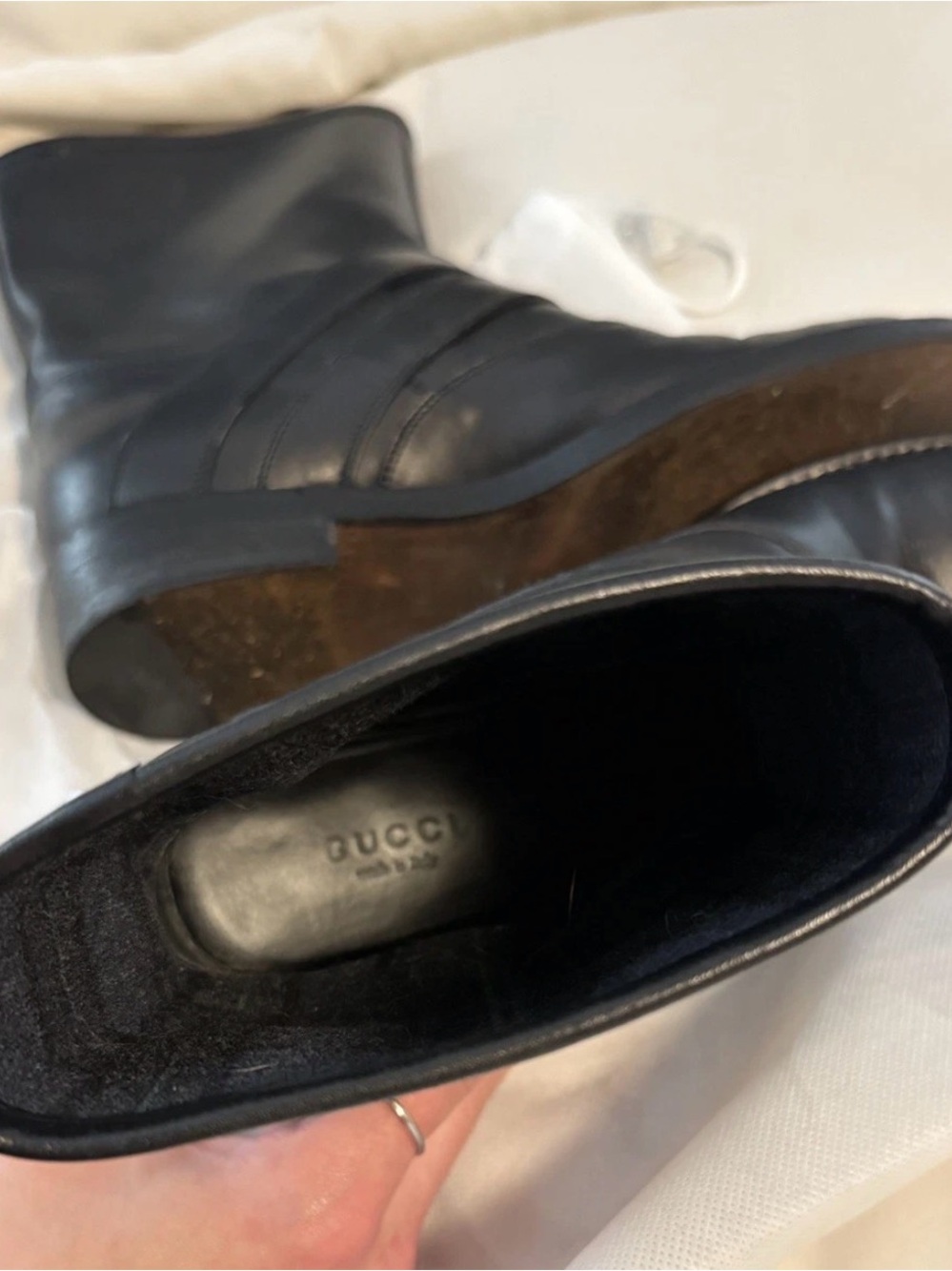 GUCCI Women's Ankle Booties Cirano Lux Size 35 / 5  Black Pull On Leather Boot - Picture 10 of 11